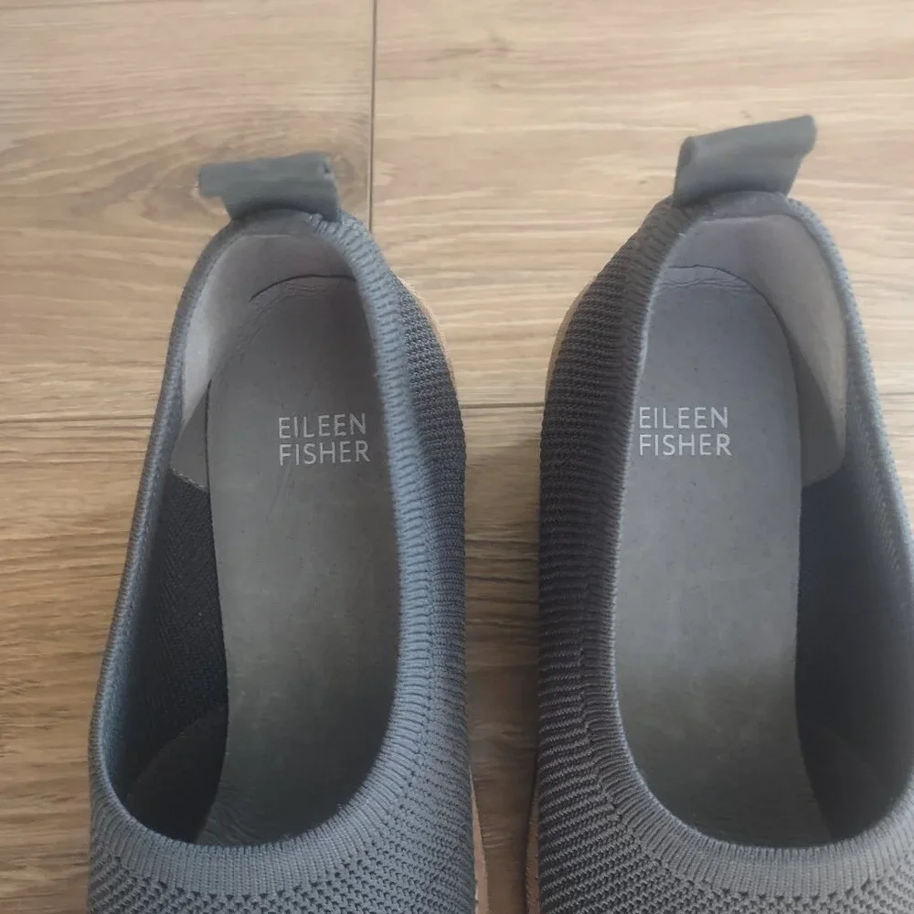 Eileen Fisher Dark Gray Knit Slip-On Flats